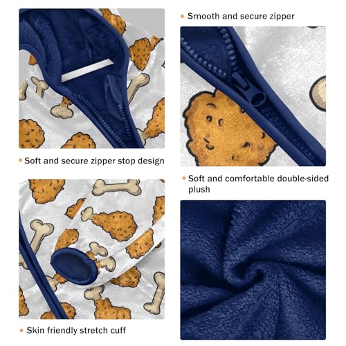 Fried Chicken Toddler Fleece Jacket Baby Boys Hooded Zipper Long Sleeve Thick Warm Outerwear 3-10 Years3