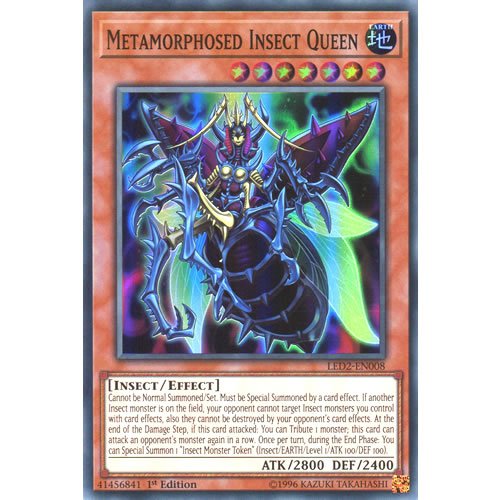 YuGiOh LED2-EN008 1st Ed Metamorphosed Insect Queen Super Rare Card  Legendary Duelists Ancient Millennium Single Card : Amazon.co.uk: Toys &  Games