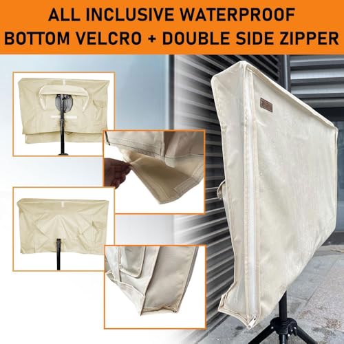 Outdoor TV Cover 60-65 Inches, HOMEYA 600D Heavy Duty Waterproof & Weatherproof TV Screen Protector with Double Zipper, Velcro Seal, Fits Most TV Mounts and Stands, for Outside LED LCD Flat Screen TVs