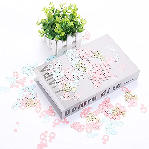 Image of 220 Pcs Baby Nipples Pacifier Confetti Glitter Oh Baby Gender Reveal Pink Blue Pacifier Table Confetti for Baby Shower Gender Reveal Party Decorations by Topfunyy