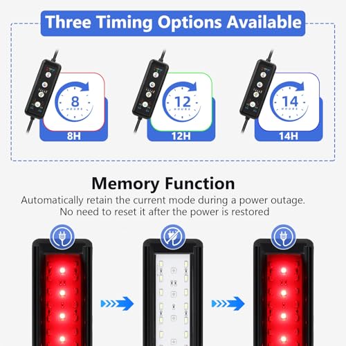 fishkeeper Clip On Aquarium LED Light, 24/7 Mode Full Spectrum Fish Tank Light with Timer, Adjustable 8 Color / 5 Brightness Simulate Sunrise-Day-Sunset-Moon for 7.87-12.99 inch Planted Tank 9W - Image 6