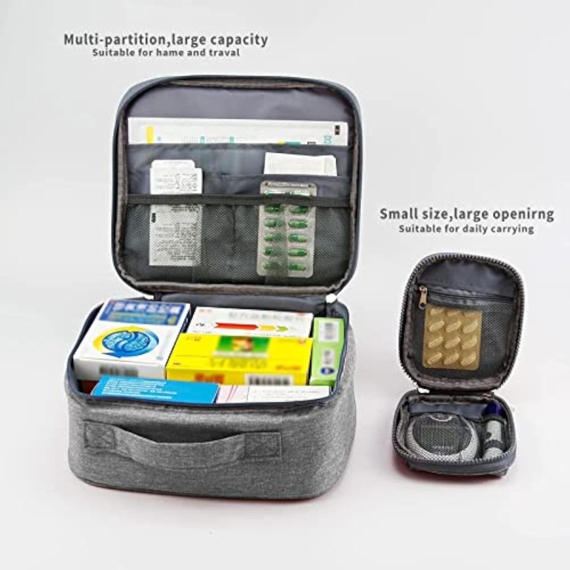 2 Pack Medicine Pouch for Travel, First Aid Kit Bag