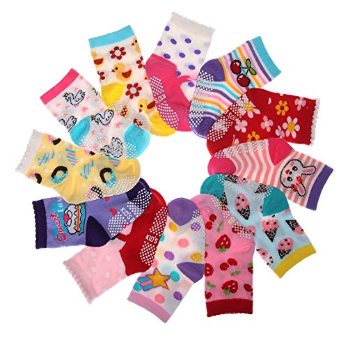 SDBING Baby's Color 6 Pair Thick Warm Cotton Socks (Anti-slip 1 to 3 Years Old) Pink/Set of 6 1-3 Years