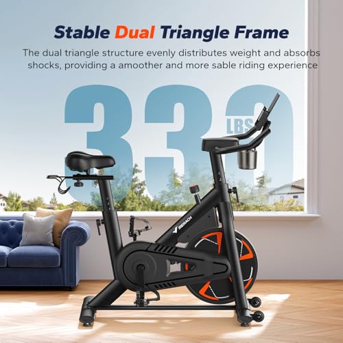 Foto de MERACH Bicicleta de ciclismo de interior, bicicleta estática para el hogar con resistencia magnética/automática, bicicleta estacionaria Bluetooth con seguimiento de datos de aplicación y soporte para (imagen 4)