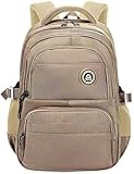 Mochila Escolar Adolescente Para Notebook Até 15 Polegadas, Resistente À Água, Acolchoada, Reforçada(Bege)