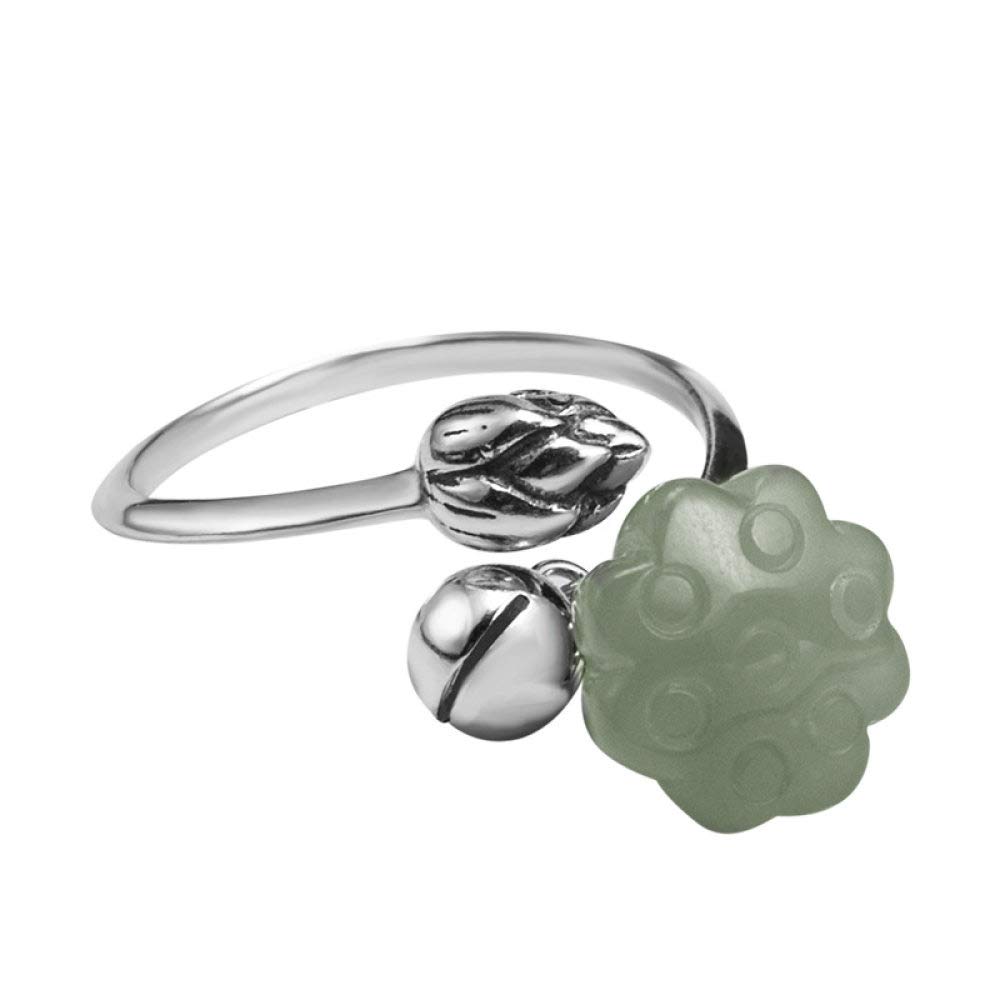 Vintage Estilo Chino S 925 Anillo De Plata Mujer Inlay Abierto Jade Lotus Silver Beads Regalo Creativo De Moda De Tendencia De Personalidad Temperamento Elegante