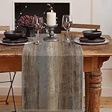 Emvency Farmhouse Table Runner, Abstract Grey and Dark Brown Art Painting for Kitchen Coffee Table Family Dinners Holiday Parties Wedding Events Decor(13x72 inch)