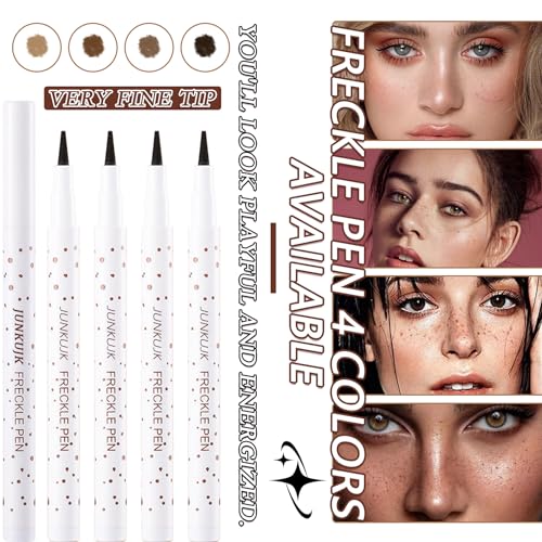 JunKuJK Conjunto de 4 cores de sardas, caneta de maquiagem de sardas naturais, cor de sardas mágicas