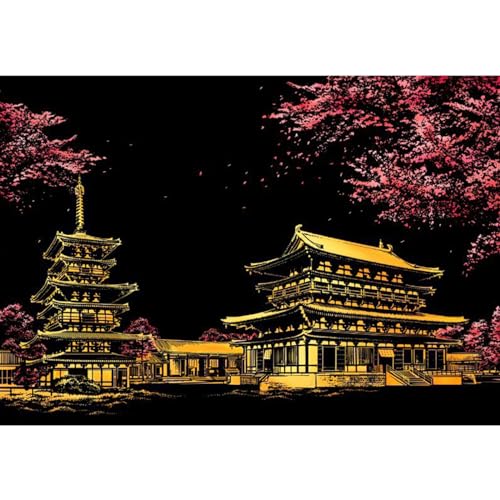 スクラッチ絵画大人の都市夜景虹スケッチパッドアートクラフト風景画動物