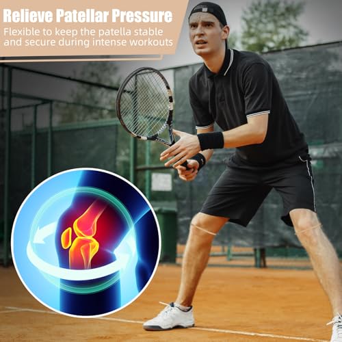 Image of Foilswirl Silicone Patella Knee Band for Basketball Patella Tendon Support Knee Pain Running Tendon Brace Support Strap(2,Nude Color,M)