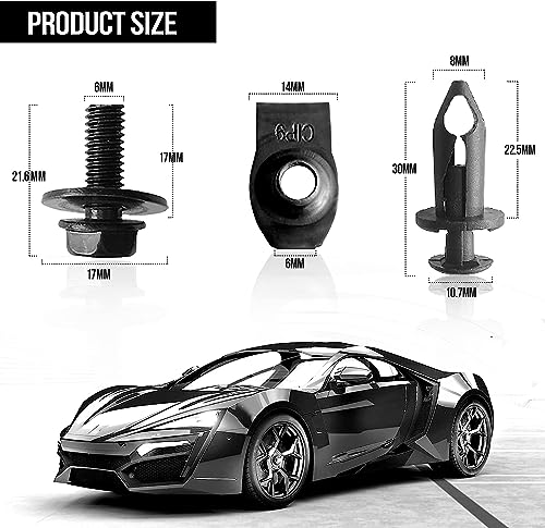 45PCS Universal Engine Under Cover Splash Shield Body Bolts Screws, Bumper Clips Extruded U-Nuts Kit Compatible with Most Brands of Vehicles Nissan 350z 370z Infiniti G35 G37 EX35 FX35 FX45 - Thumbnail 2