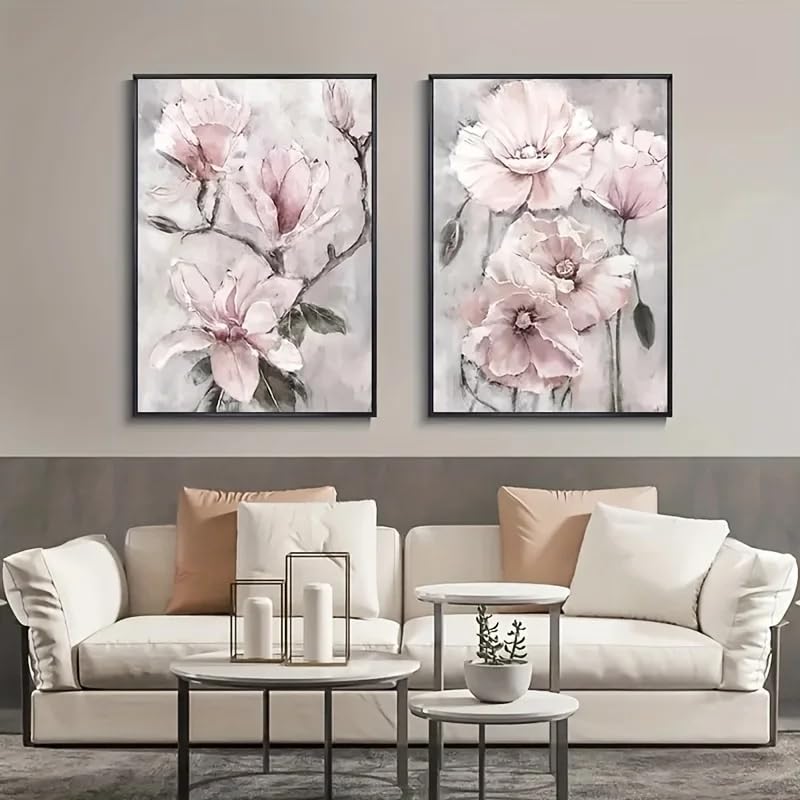 Decoración de pared para sala de estar con póster de flores en lienzo moderno