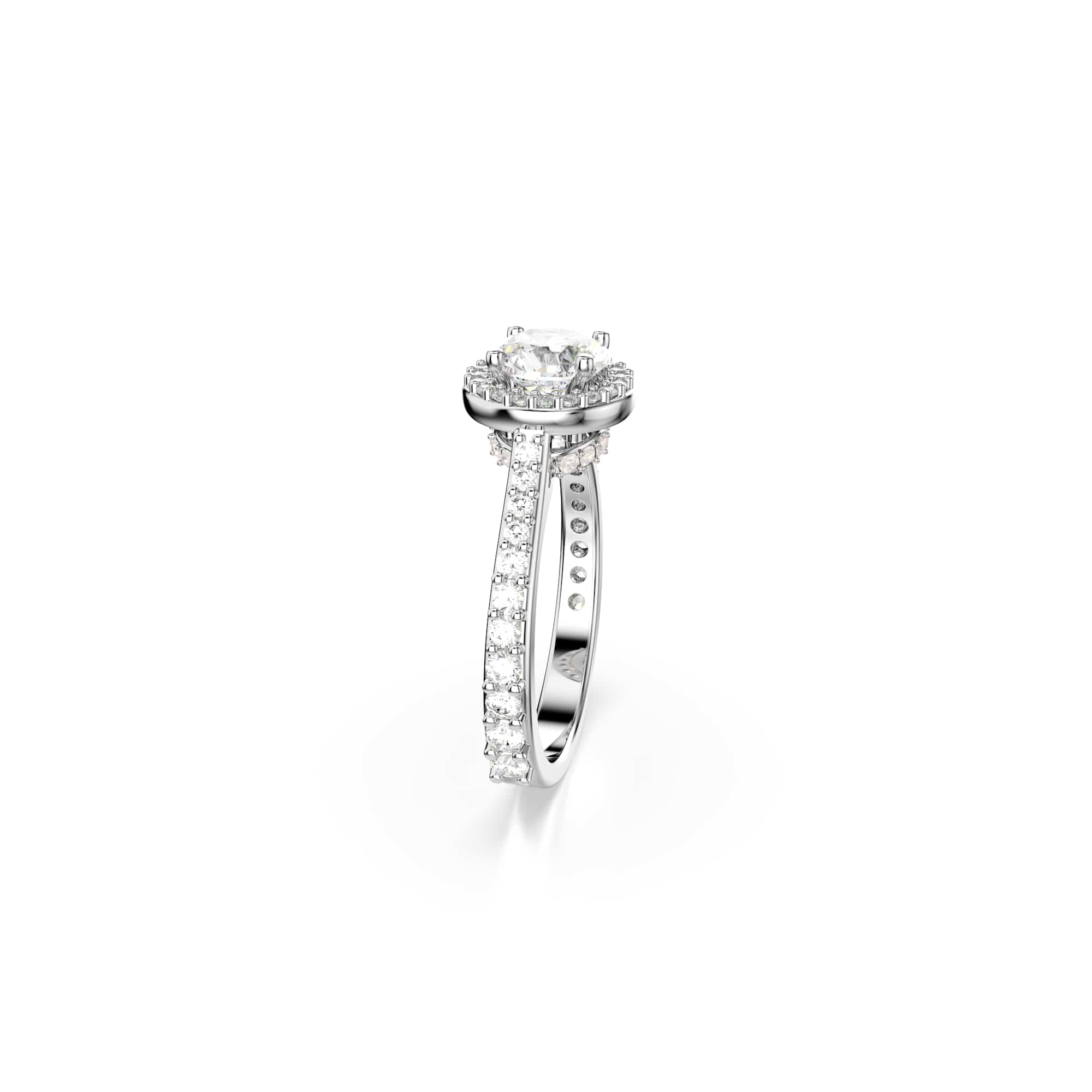 Swarovski Una Angelic Collezione bague, taille ronde, blanc, finition ton argenté