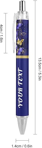Miniatura 2 de Bolígrafos personalizados de mariposas moradas con punta de lápiz capacitivo, bolígrafos grabados personalizados con nombre y logotipo de texto de