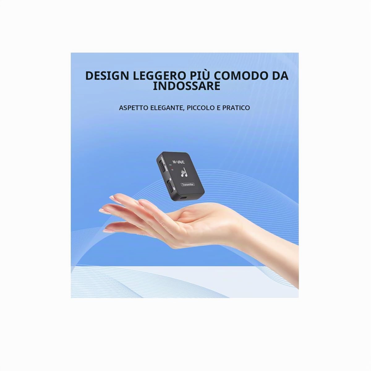 M-Vave WP9 - sistema di monitoraggio in-ear wireless, trasmettitore e ricevitore da 2,4 GHz, design a clip, ricaricabile tramite USB, nero