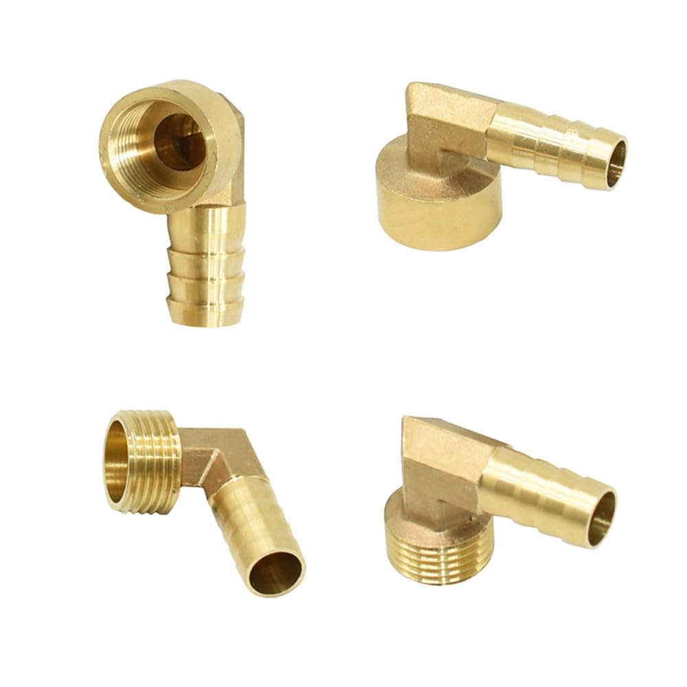 Conector de codo de latón de 1/2 3/4 pulgadas con rosca macho y hembra a púas de 14/16/19 mm, acoplamiento de manguera de cobre, adaptador de tubería,