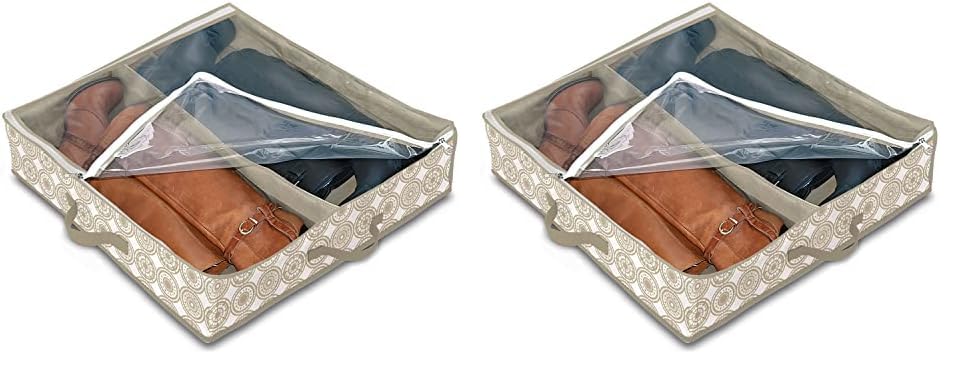 Domopak Living 8001410074300 - Funda para Botas (2 Compartimentos), Color Blanco, Beige, 50 x 60 x 12 cm (Paquete de 2)