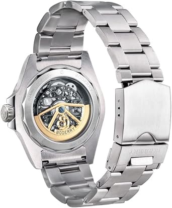 BODERRY Men's Automatic Watch 41.5mm Watch 50M Waterproof Mechanical Watch Luxury Watch Luminous Openwork Dial Sapphire Mirror, luxury watch 2, Bracelet Type