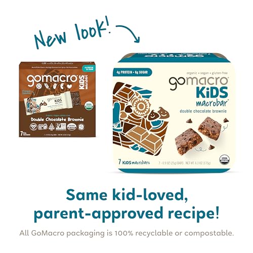 GoMacro Kids MacroBar Organic Vegan Snack Bars - Double Chocolate Brownie (0.90 Ounce Bars, 7 Count)