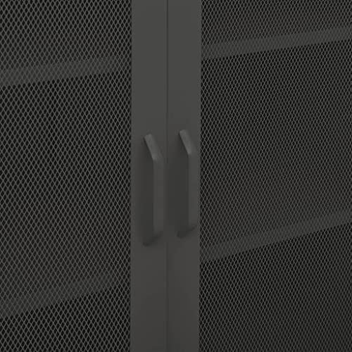 Golinpeilo Metal Storage Cabinet Steel Storage Cabinets With 2 Adjustable Shelves And 2 Mesh Doors, Metal Sideboard Cabinet Storage For Home, Office, Living Room,Anthracite 31.5"X13.8"X40"(F) #TOP7