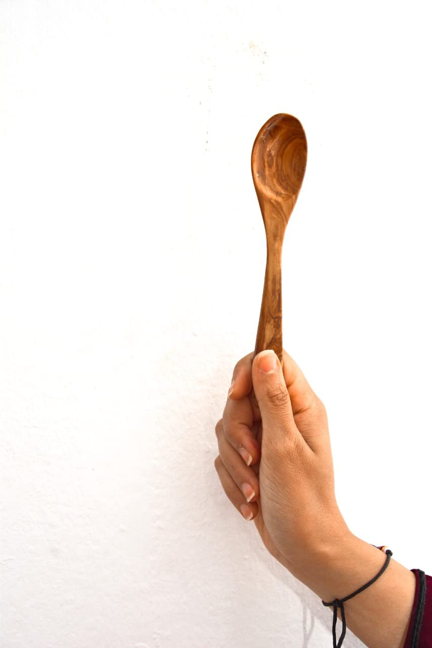 Juego de 6 cucharas de madera de olivo de 7 pulgadas