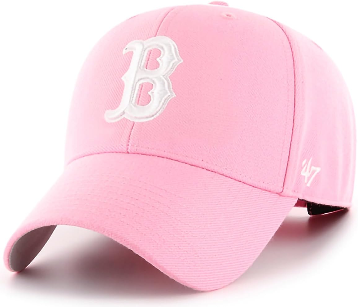 47 Brand MLB Rose Pink Primary Logo MVP Adjustable Structure Baseball Cap Hat, Adult One Size Fits All