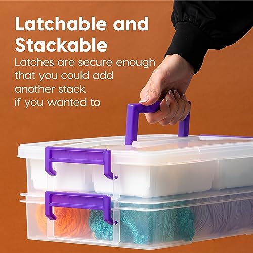 Image of IRIS USA 9 Qt. Plastic Craft Storage Container Bins with Lids, 1 Pack, Small Art & Office Supply Organizer Tote, Sensory Bins & Boxes for Home & University, Latchable, Stackable, Portable, Clear