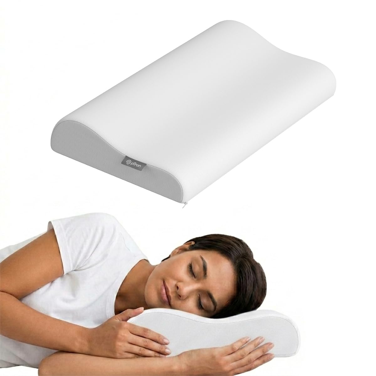 pTron Ergova O2 100% Memory Foam Cervical Neck Pillow, Improves Posture, Spinal Alignment, Neck Pain Relief Cushion, Queen Size 19x11x3.5 inch, Breathable & Washable Zip Cover (White)-image-12