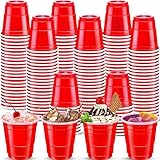 cssopenss 120 pcs Red shot cups Christmas Plastic Shot Glasses 2 oz red shot glasses disposable for drinking Tastings served Snacks Jello Tastings and Samples