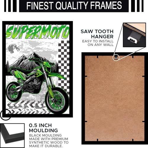 Image of BLINKART Kawasaki KLX CarFramed Posters Gift Items Boys Room Wall Decoration Bedroom Office Studio Synthetic Wood Frame & Acrylic Glass Ready to Hang - 18x12 Inch, (A4 Size) - CAR-143
