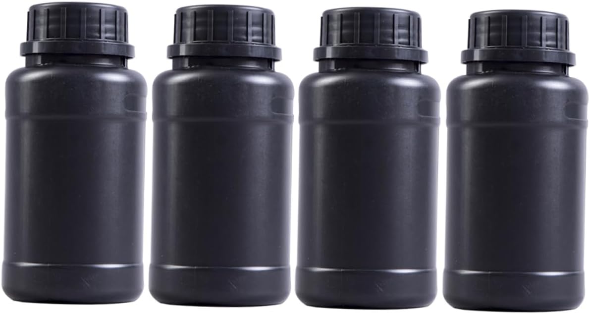 Alipis 4-Pack Black HDPE Plastic Bottles - Leakproof Chemical Storage Containers for Fertilizer & Liquids, Lightweight Acid-Resistant 6x6x13cm