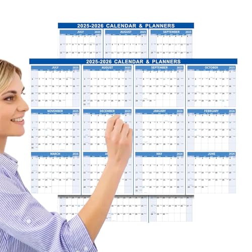Calendario de pared Borrar en seco, calendario de borrado en seco para pared - Calendario reversible Calendario Borrar tabla para - Planificador anual anual para el salón