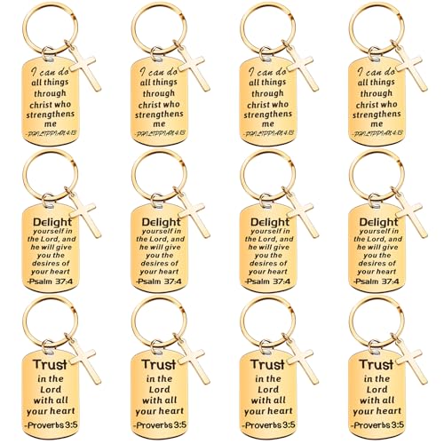 12 Pcs Bible Verse Christian Keychain Gifts Religious Baptism Gift
