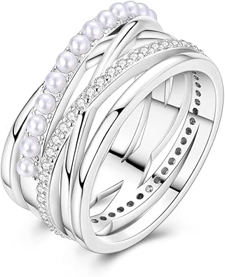 925 Sterling Silver Ring Moon Star Rings as Gifts for Women Colorful Cubic Zirconia Crown Rings Stackable Vintage Set Size 6-9