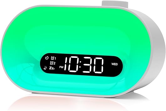 Sunrise Alarm Clock White Noise Machine with 30 Soothing Sounds for Sleep | Natural Wake Up Light, Dimmable Night Light Clock with Dual Alarms & Sleep Timer, Sound Machine for Baby Kids Adults Bedroom