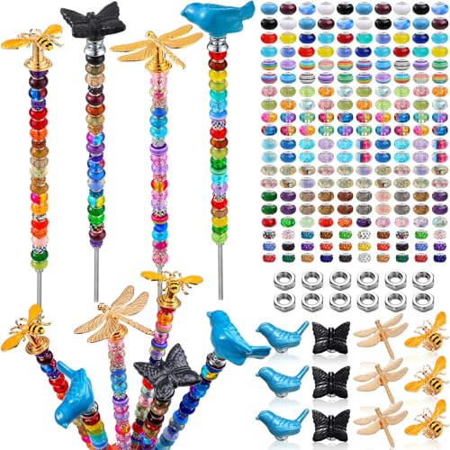 Tigeen Garden Stake DIY Fairy Wand Kit with 12 toppers & 200 beads