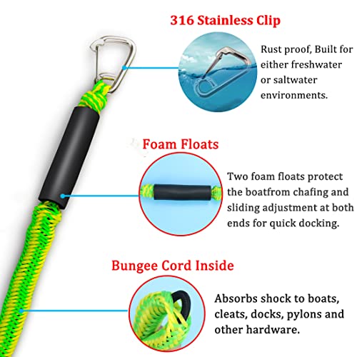 image for Botepon Bungee Dock Lines - Quick and Easy Dock Rope for Jet Ski, PWC,