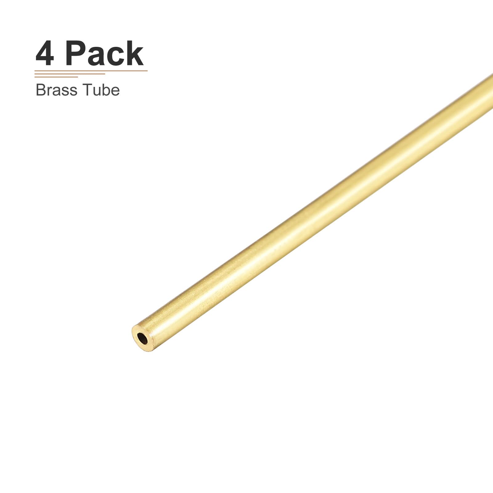 Ottone Tubo 2mm x 0.5mm x 300mm Rotondo Metallo Tubazione 4Pz