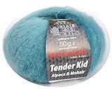 Maschenprobe 10x10cm: 32R/18M Austermann Tender Kid Fb. 05 lagune, Wolle mit Alpaca & Mohair, softes Garn mit dezentem Farbverlauf, auch als Lacegarn
