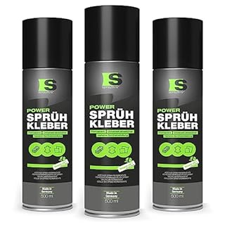 Spraytive Lot de 3 tubes de colle en spray Power de 500 ml : pour textiles, non-tissés, mousse, cuir, ciel de toit, tapis, papier et plus encore – Forte adhérence permanente avec réglage de