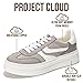 Project Cloud Platform Sneakers for Women Footwear - Memory Foam Insole Womens Shoes, Lightweight and Non-Slip Sole Lace Up Fashion Sneakers for Women 2026 (Volley, Grey,9)
