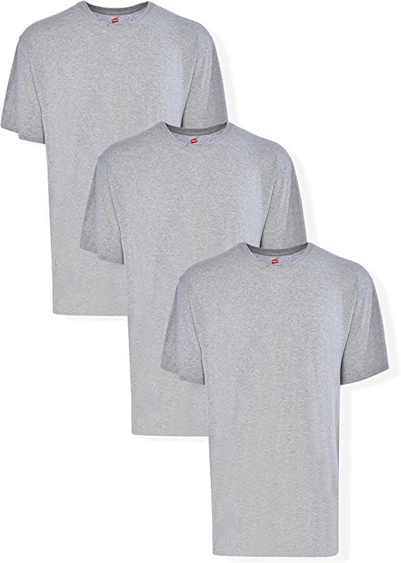 Hanes Men’s Tall 100% Cotton Crew Neck Undershirts, Tagless, Ultra Comfort, 6X-Large Tall, Gray