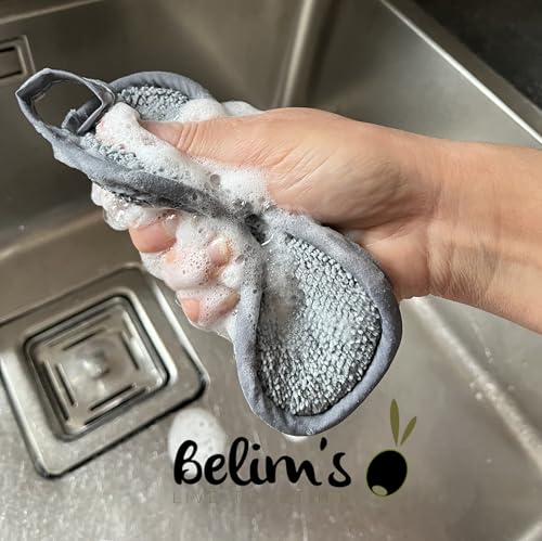 Waschbarer Schwamm, antibakteriell, hygienisch, wiederverwendbar, doppelseitig, Mikrofaser, Reinigungsbürste, für Küche, Badezimmer