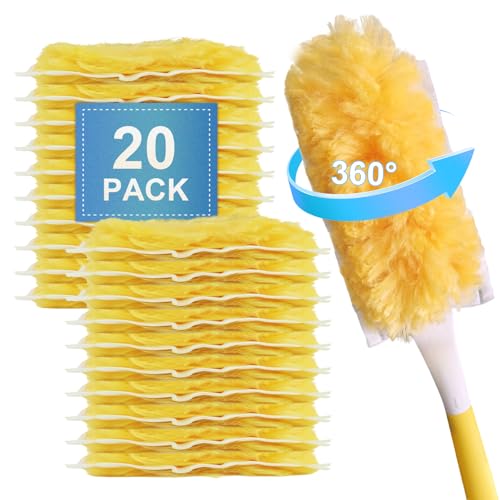 20 Pack Heavy Duty Duster Refills for Swiffer Multi-Surface 360 Disposable Dusters Kit for Cleaning Dusting Electronics Furniture Blind Ceiling Fan (Handle is Not Included)