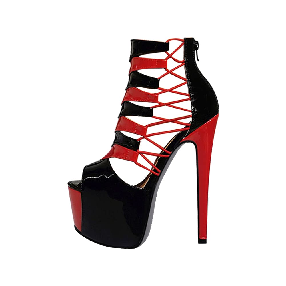 Only maker Damen Schaftsandalen Peeptoe Plateau Sandalen