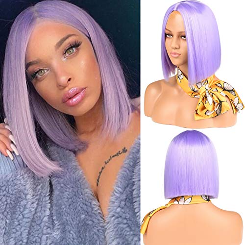 12" Purple Bob Wig Short Straight Bob wigs Synthetic Hair Wigs for Women Colorful Cosplay High Temperature Heat Resistant Wig(#3815)……
