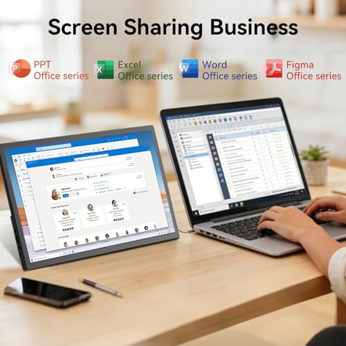 Image of Portable Large Screen Monitor, 17.3 inch Portable Monitor HDMI USB-C IPS External Screen Small, Built-in Dual Speakers Gaming for Laptop PC, Plug & Play, Lightweight Small Monitor for On-The-Go Use, Black