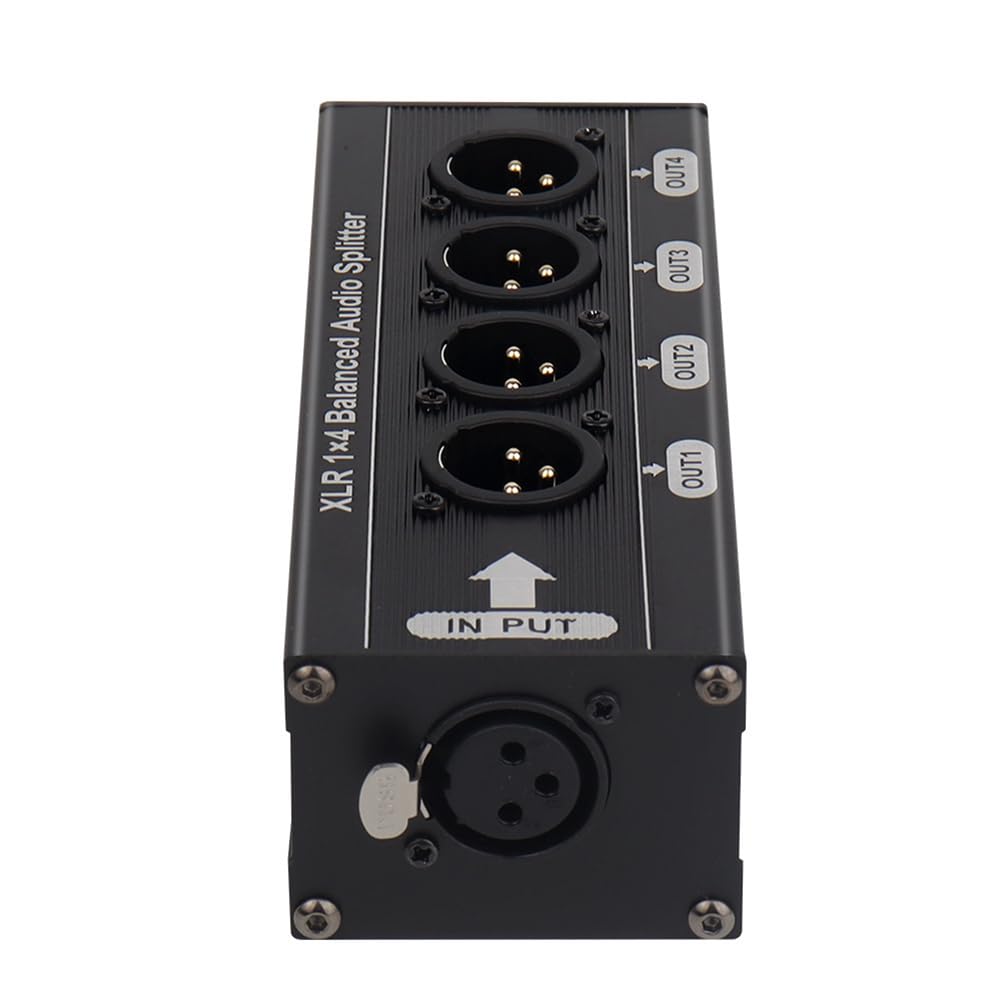 3 Broches XLR 1x4 Splitter du Signal Balance Boîte de Séparateur Audio Boîte 1 en 4 Out Source d'alimentation Requise