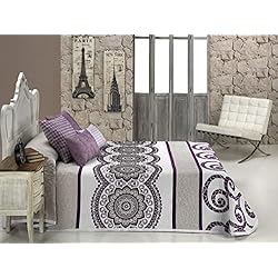 Cubrecama Morado Textilia Colcha cubrecama, para Cama de 150, Lila, 250 x 270 cm (Misouri)