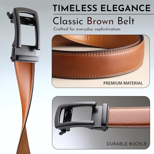 Image of Men's Vegan Leather Belt for Men, Formal /Casual,Autolock| Fit on up to 38 Inches Waist size